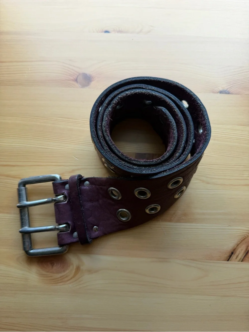 Double pronged purple/ mauve Leather Belt